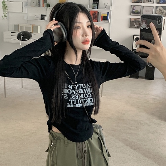 SUXI Áo Thun Tay Dài Cổ Tròn Dáng Ôm Thời Trang Mùa Thu Cho Nữ