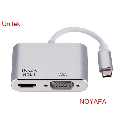 Cáp Type C sang HDMI Unitek V1126A, 4K x 2K, 60Hz &amp; Full HD VGA cao cấp