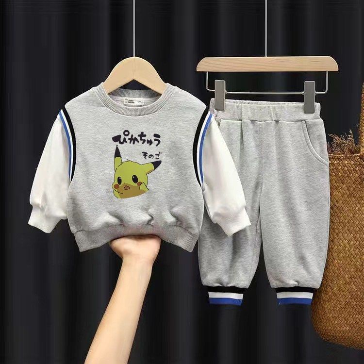 Bộ Áo Sweater Phối Quần Dài Thời Trang Xuân Thu Dễ Thương Cho Bé Trai