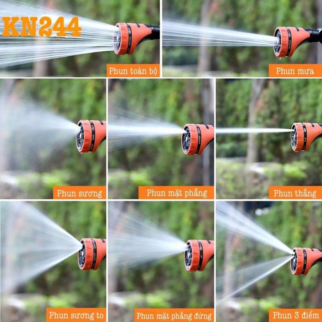 Bộ vòi phun tưới đa năng 8 kiểu phun Lionking GSKN244 chiều dài từ 5 mét đến 25 mét