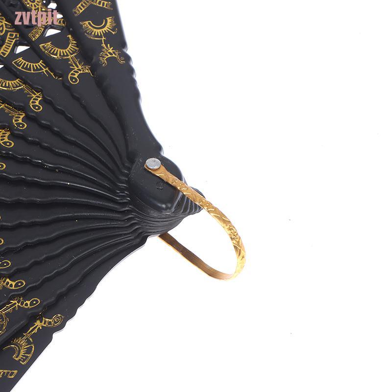 Quạt xếp cầm tay bằng vải lụa phối ren tinh tế đẹp mắt phong cách Tây Ban Nha