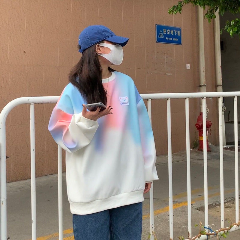 Áo sweater SHARARA mặc chui đầu cổ tròn tay dài dáng rộng họa tiết gấu size lớn thời trang cho nam và nữ
