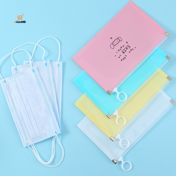 [Hàng mới về] Túi đựng khẩu trang có khóa dây kéo in họa tiết hoạt hình nhiều màu sắc dễ thương tùy chọn tiện lợi