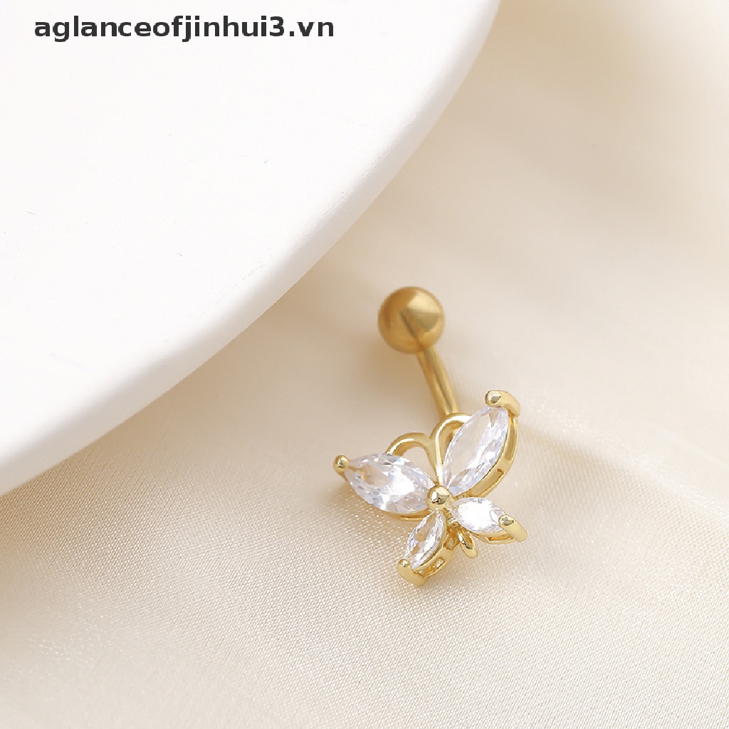 Khuyên Rốn Hình Bướm Đính Đá Bằng Thép Không Gỉ