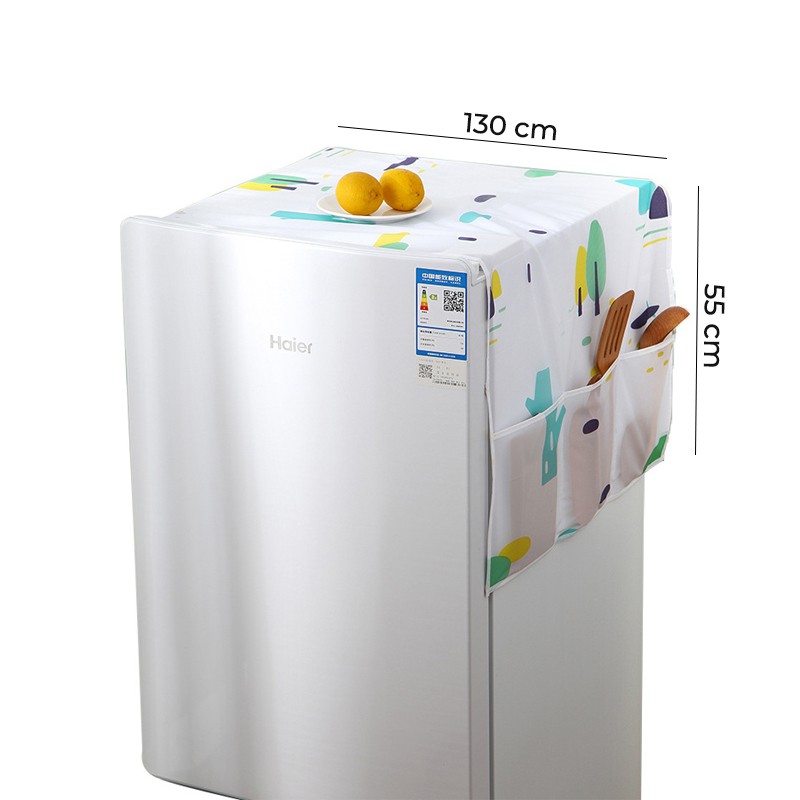 Bạt phủ tủ lạnh H842 tấm chắn bụi bảo vệ tủ lạnh lò vi sóng máy giặt kèm túi 2 bên tiện dụng