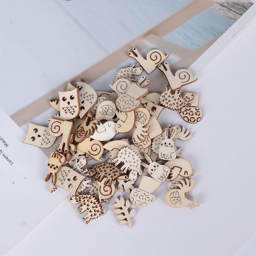 Bộ 50 Miếng Trang Trí Bằng Gỗ Hình Ốc Sên &amp; Thỏ