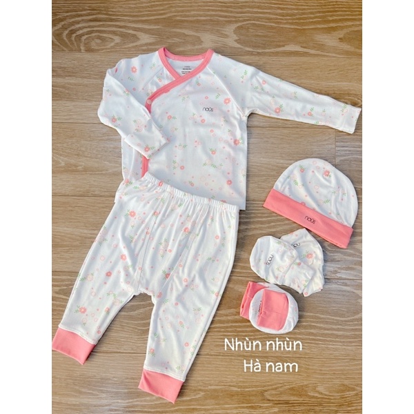 {Nhùn nhùn}Bộ Avaler/Nous sơ sinh cài lệch/cài chéo cotton petit size NB và 3-6m