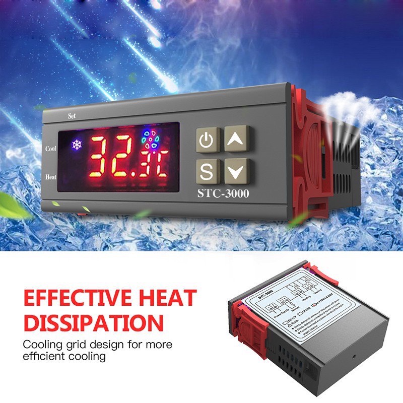 Bộ điều khiển nhiệt độ kỹ thuật số Bộ cảm biến nhiệt với đầu dò STC-3000 AC 110V-220V