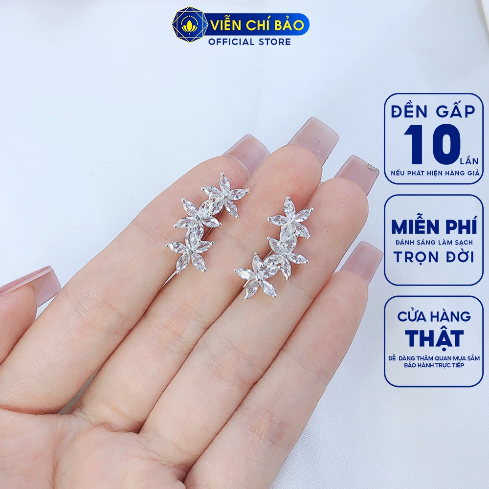 Bông tai bạc nữ Hoa lan chất liệu bạc 925 thời trang phụ kiện trang sức nữ Viễn Chí Bảo B400521