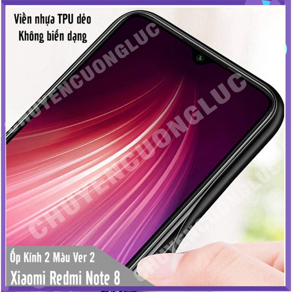Ốp lưng Xiaomi Redmi Note 8 gương cứng 2 màu Gradient Ver 2 , viền TPU dẻo đen