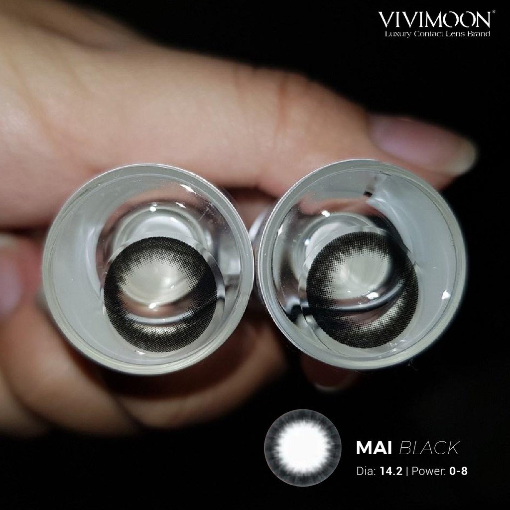 Kính áp tròng màu đen tự nhiên VIVIMOON Mai Black 14.2mm