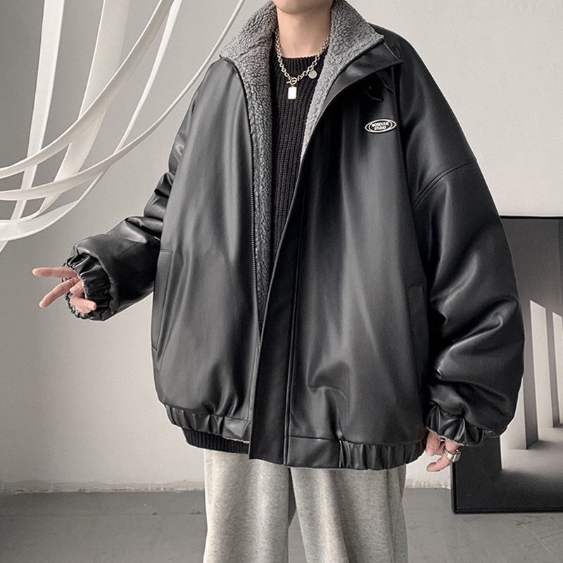 Áo khoác da lót lông cực ấm unisex