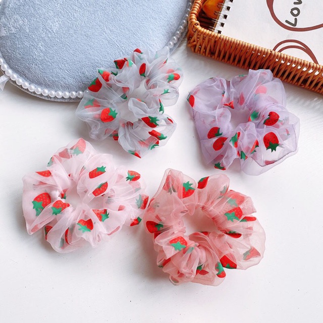 Set 3 Cúc Scrunchies Dây Cột tóc scrunchies voan