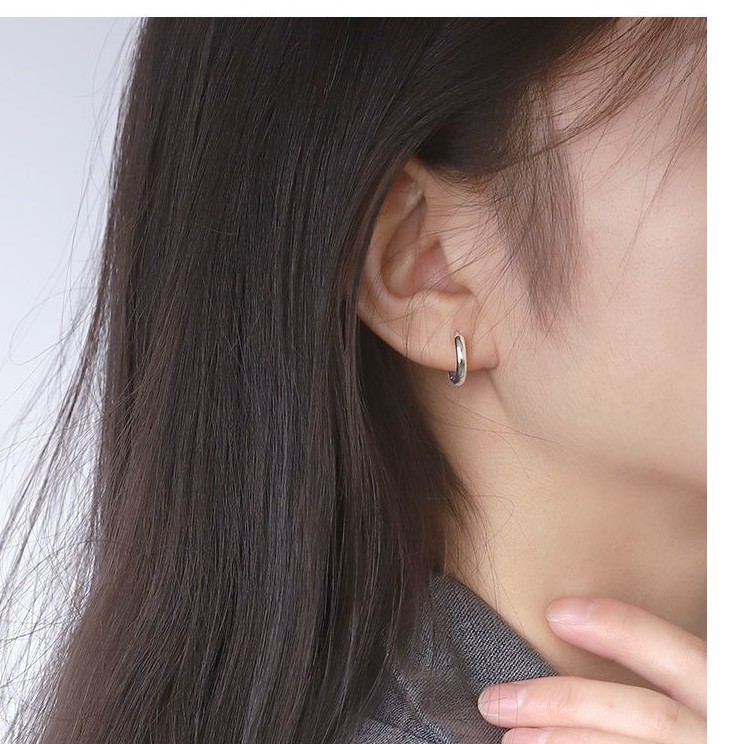 Khuyên tai tròn Bạc ý 925 hàn quốc bông tai tròn nam nữ