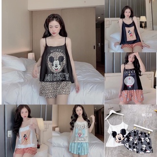 Đồ Bộ Pijama, đồ ngủ nữ hai dây- Lụa LATIN Cao cấp mác SAM