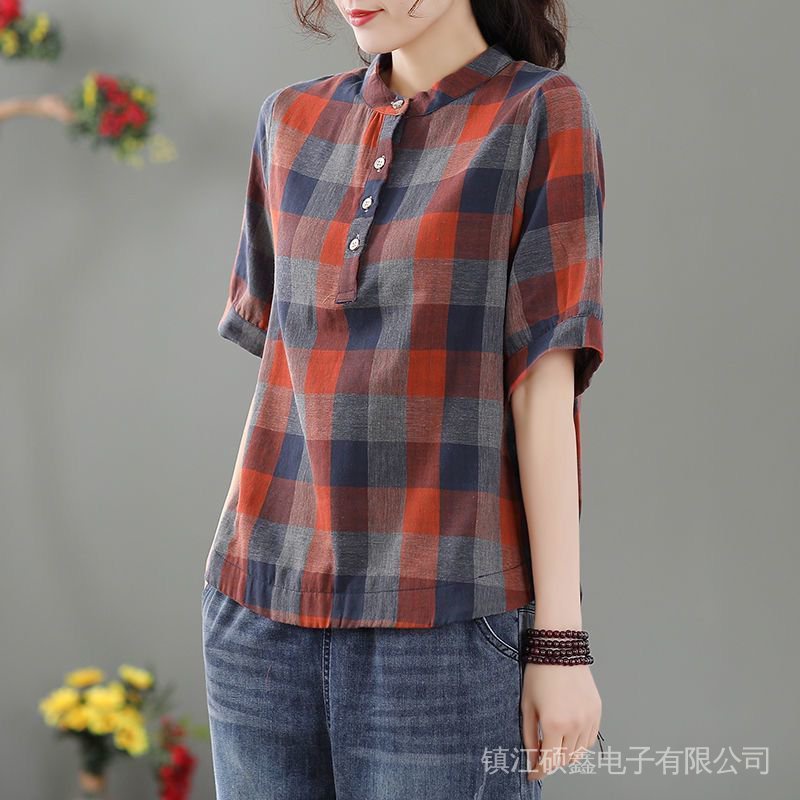Áo Sơ Mi Cotton Tay Ngắn Phong Cách Mới Dành Cho Nữ