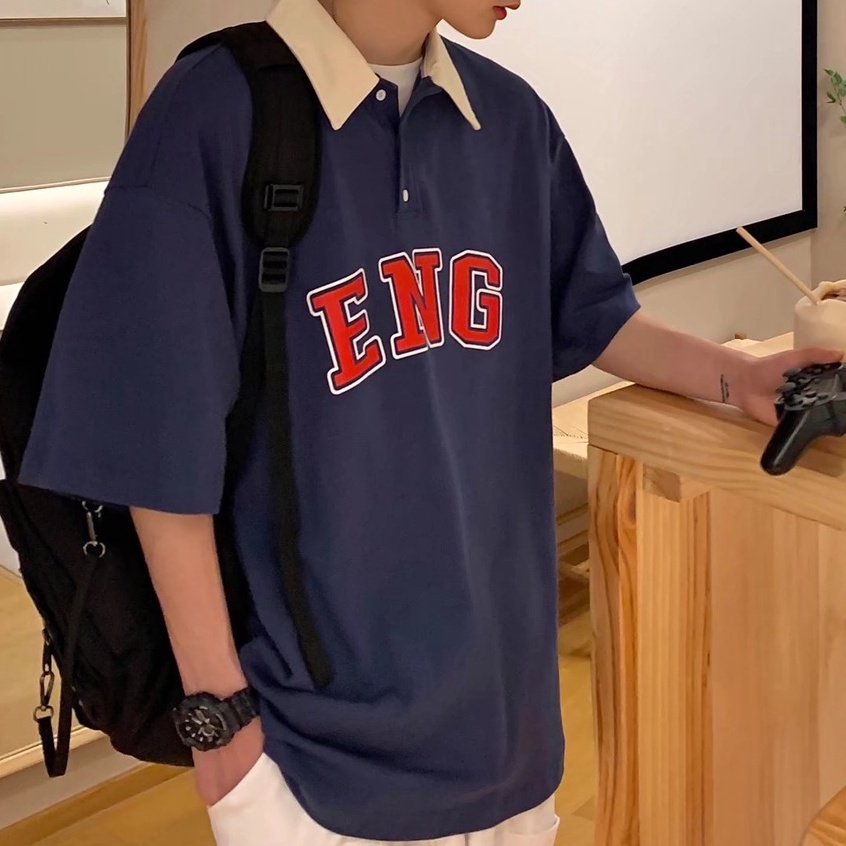 Áo Thun Polo Nam Tay Ngắn In Chữ Phong Cách Hàn Quốc Đơn Giản 3 Màu Tùy Chọn Cho áo nam đẹp áo polo nam form rộng áo polo cặp