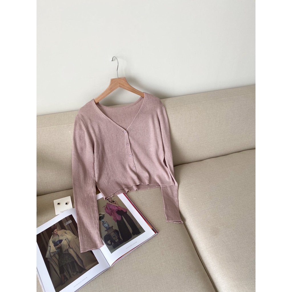 Cardigan len gân cổ V (013) TIIN STORE G21013