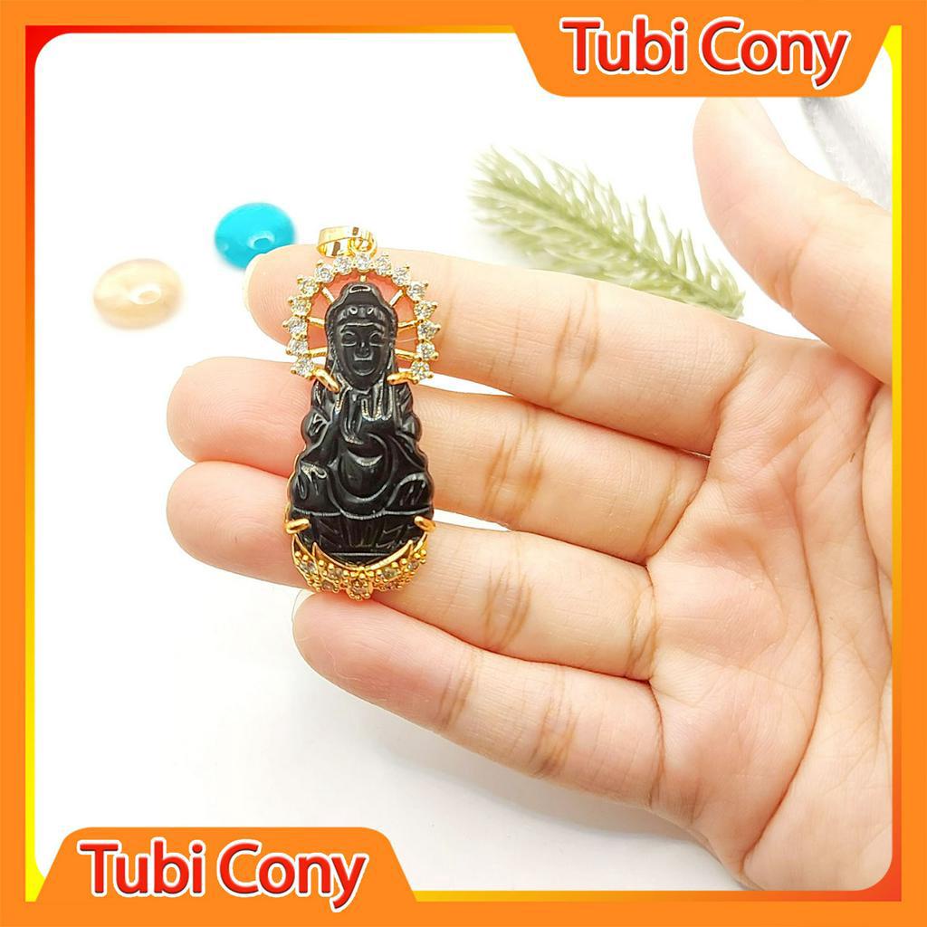 Mặt Dây Chuyền Phật Mẹ Quan Âm Màu Đen Đá Transit - Phù Hộ Độ Trì - Tai Qua Nạn Khỏi - M175 - 106