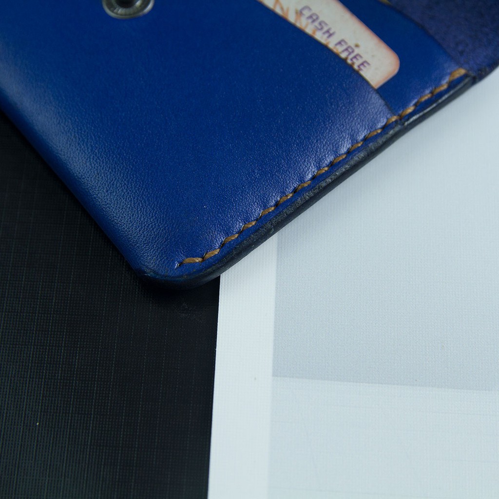 Ví nữ mini - màu xanh - da bò thật - sản phẩm thủ công hoàn toàn