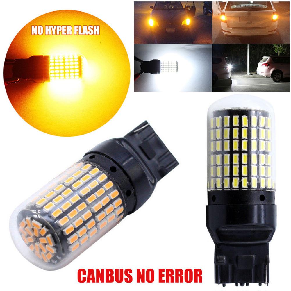 Bóng đèn LED 1Pc T20 7440 3014 144smd CanBus Không có đèn báo lỗi cho đèn tín hiệu rẽ trên ô tô Không có đèn flash