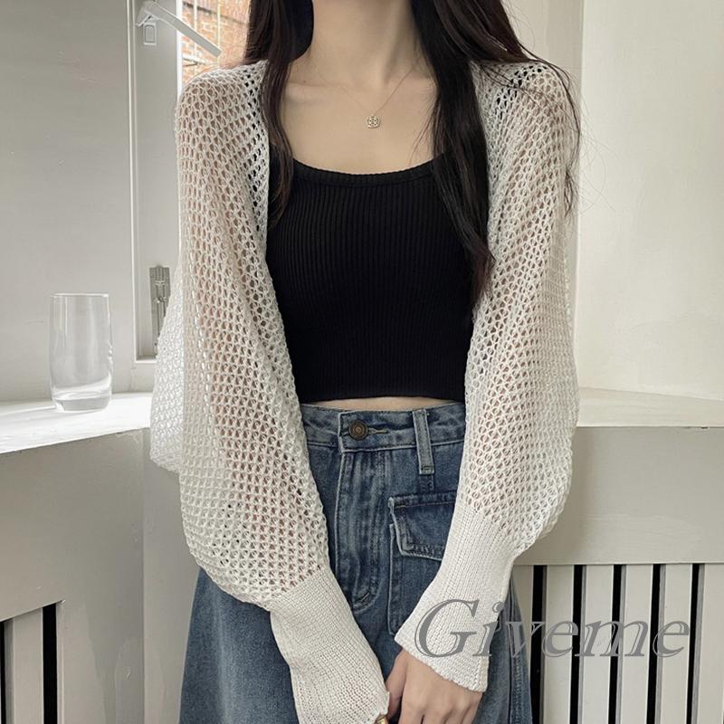 Áo Khoác Cardigan Dệt Kim Dài Tay Màu Sắc Thời Trang Cho Nữ