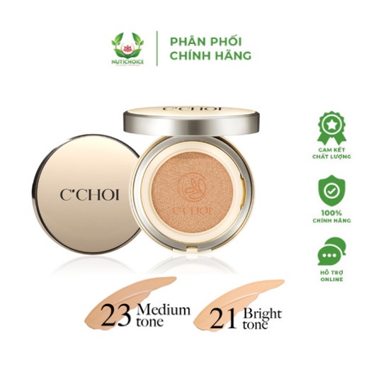 Phấn nước thảo mộc organic thuần chay C'Choi Herbal Cushion SPF50 chống lão hoá,an toàn cho da nhạy cảm, phụ nữ có thai