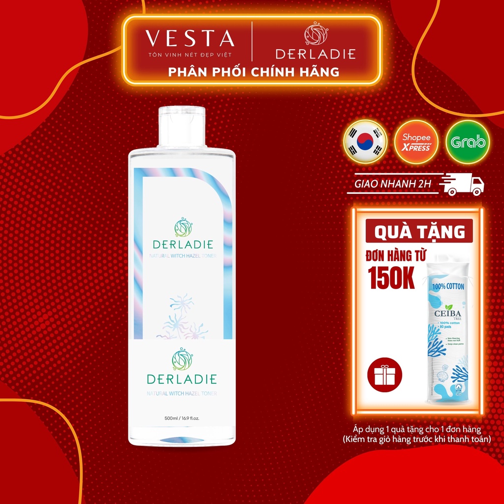 Toner Derladie Nước Hoa Hồng Derladie Natural Witch Hazel Ngừa Mụn, Làm Sạch Da 500ml