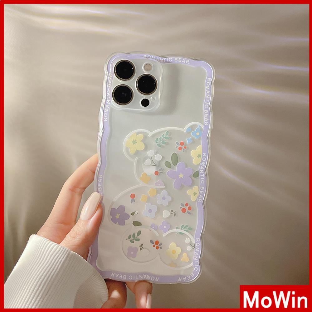 Ốp điện thoại silicon mềm chống sốc chống trượt họa tiết gấu hoa thích hợp cho iPhone 13 Pro Max 12 Pro Max 11 7Plus