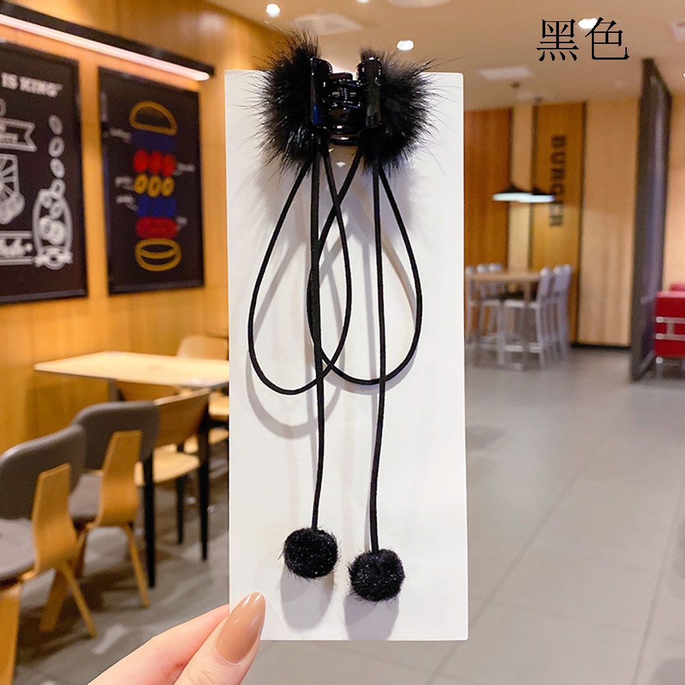 Kẹp Tóc Nơ Phối Lông Tua Rua Phong Cách retro Thời Trang Cho Nữ