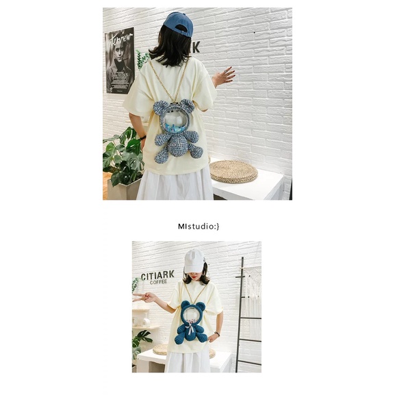 Túi Gấu, Balo Len Hình Gấu Mặt Trong Suốt Tự Làm Có Thể Làm 2 Kiểu Túi Đeo Chéo Và Balo Hot Tiktok