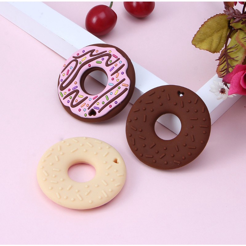 Đồ Chơi Gặm Nướu Hình Bánh Donut Bằng Silicone Diy Cho Bé