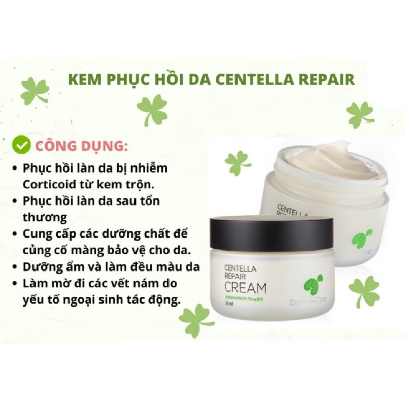 Kem rau má phục hồi da mụn Goodndoc Centell Repair Cream