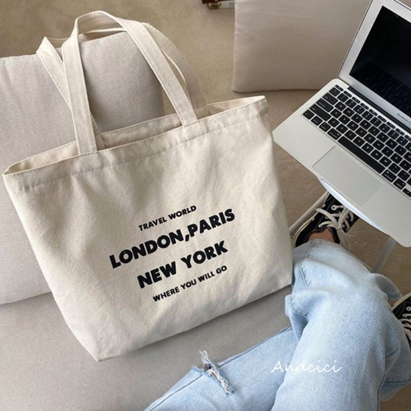 Túi vải/túi tote Vintage London, paris
