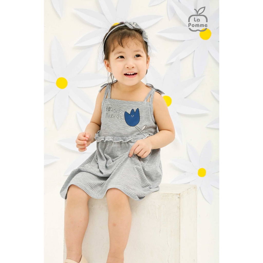 [CHÍNH HÃNG] Đầm hai dây cotton bé gái điệu đà họa tiết hoa tulip dễ thương WD002 La Pomme