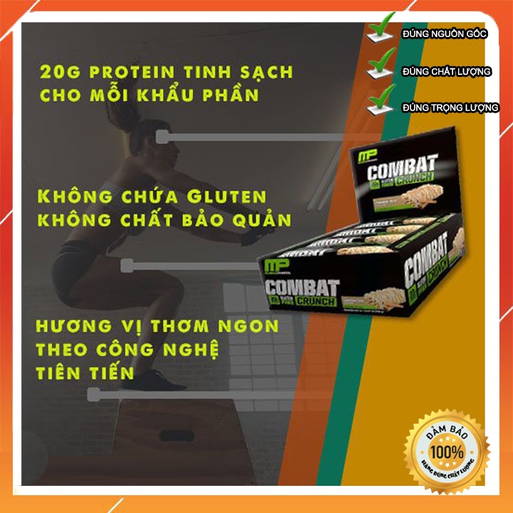 Hộp 12 Thanh PROTEIN BAR MP Combat Crunch Lượng Protein Cao - Pure Protein Bar Dinh Dưỡng Thay Thế Bữa Ăn Phụ (Freeship)