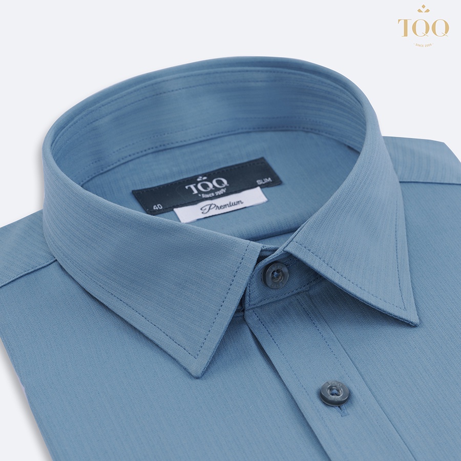Áo sơ mi nam ngắn tay TQQ K512CB màu xanh đậm độc đáo chất liệu cao cấp dáng Slimfit hiện đại tôn dáng