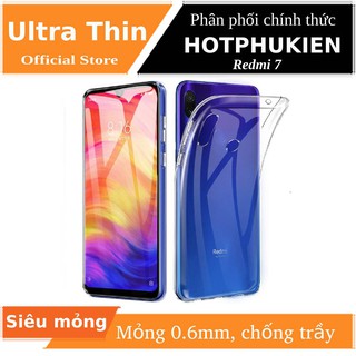 Ốp lưng dẻo dành cho Xiaomi Redmi 7 hiệu Ultra Thin (mỏng 0.6mm, Trong suốt) - Hàng chính hãng