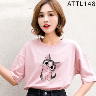 ÁO THUN TAY LỠ FREE SIZE IN HÌNH CHÚ MÈO CUTE CỰC HOT FREE SIZE - ATTL48