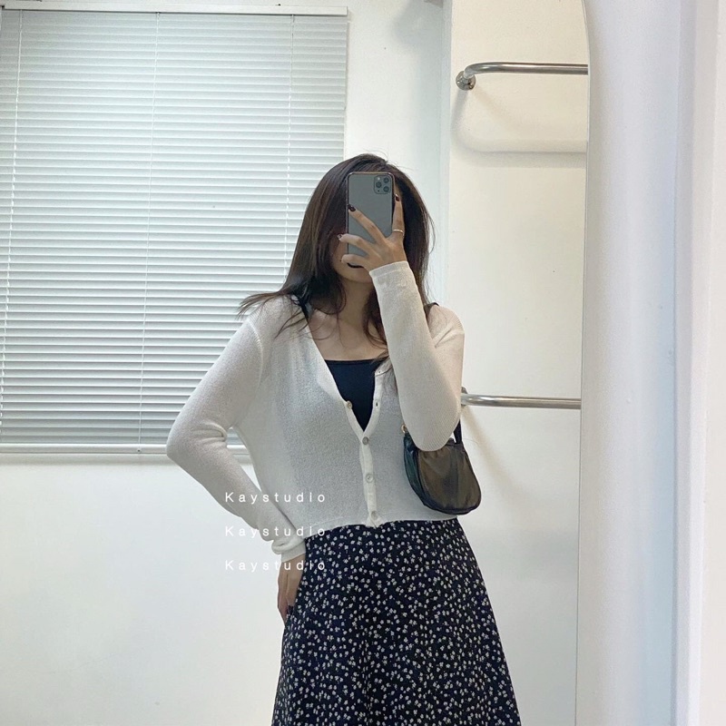 ÁO KHOÁC TAY DÀI DỆT KIM TRẮNG - AKTDDKT