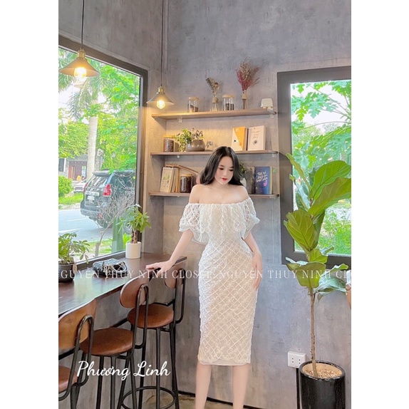 đầm body ren trễ vai