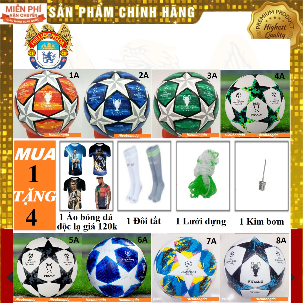 Quả bóng đá C1 số 5 Trái bóng đá Ngoại Hạng size 5 mua bóng tặng quà trái banh quả banh C1 trẻ em ng