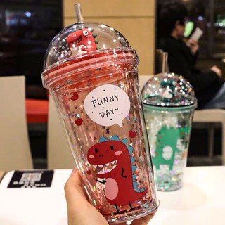 Bình Nước Nhựa Trong Suốt Đính Kim Sa Lấp Lánh Dễ Thương - Bình Giữ Nước - Bình Giữ Nhiệt [GIÁ XƯỞNG - GIÁ RẺ]