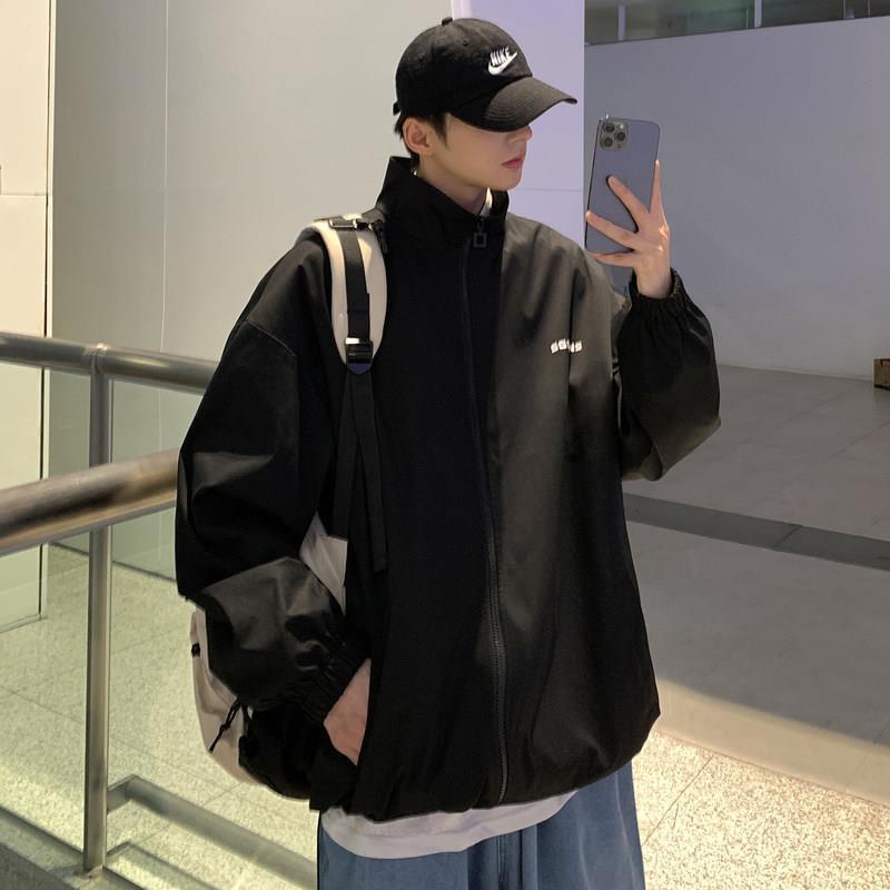 Áo khoác bomber dáng rộng cổ đứng màu trơn mẫu 2022 phong cách harajuku Hàn Quốc thời trang mùa xuân dành cho nam