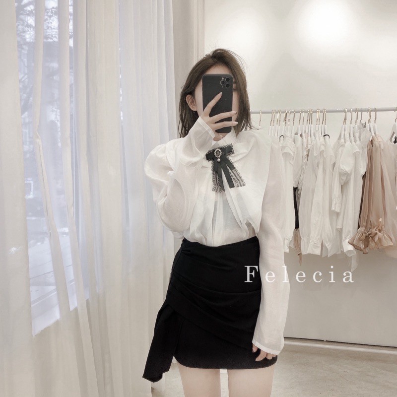 áo tơ xước kèm tag nơ