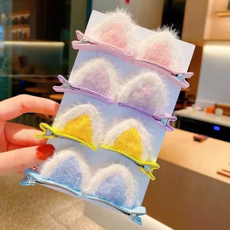 Kẹp tóc trẻ em tai mèo từ sang trọng cặp kẹp dễ thương phụ kiện tóc trẻ em kẹp