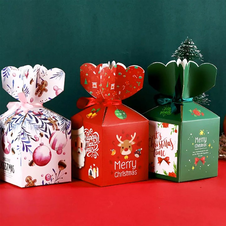 Hộp quà Giáng sinh, Hộp quà Noel nhỏ xinh khóa tim phối ruy băng phong cách Hàn Quốc ngộ nghĩnh đáng yêu Baby-S – SG004