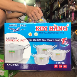 Bộ nồi Kim Hằng quai tròn xi bóng (size 26, 28, 30)