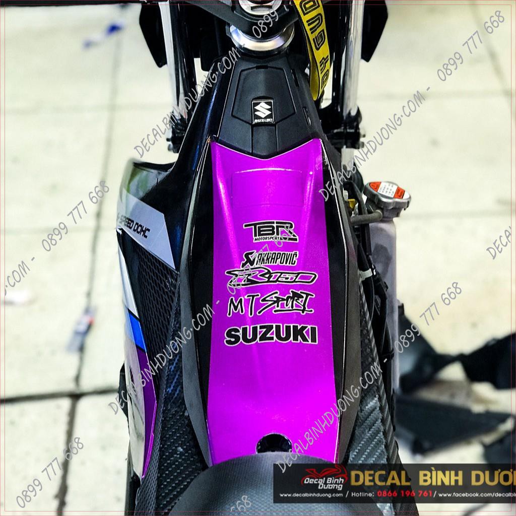 Decal Xe Máy - Tem Trùm Satria, Raider Tím Bạc Candy Cao Cấp Siêu Ngầu Siêu Đẹp