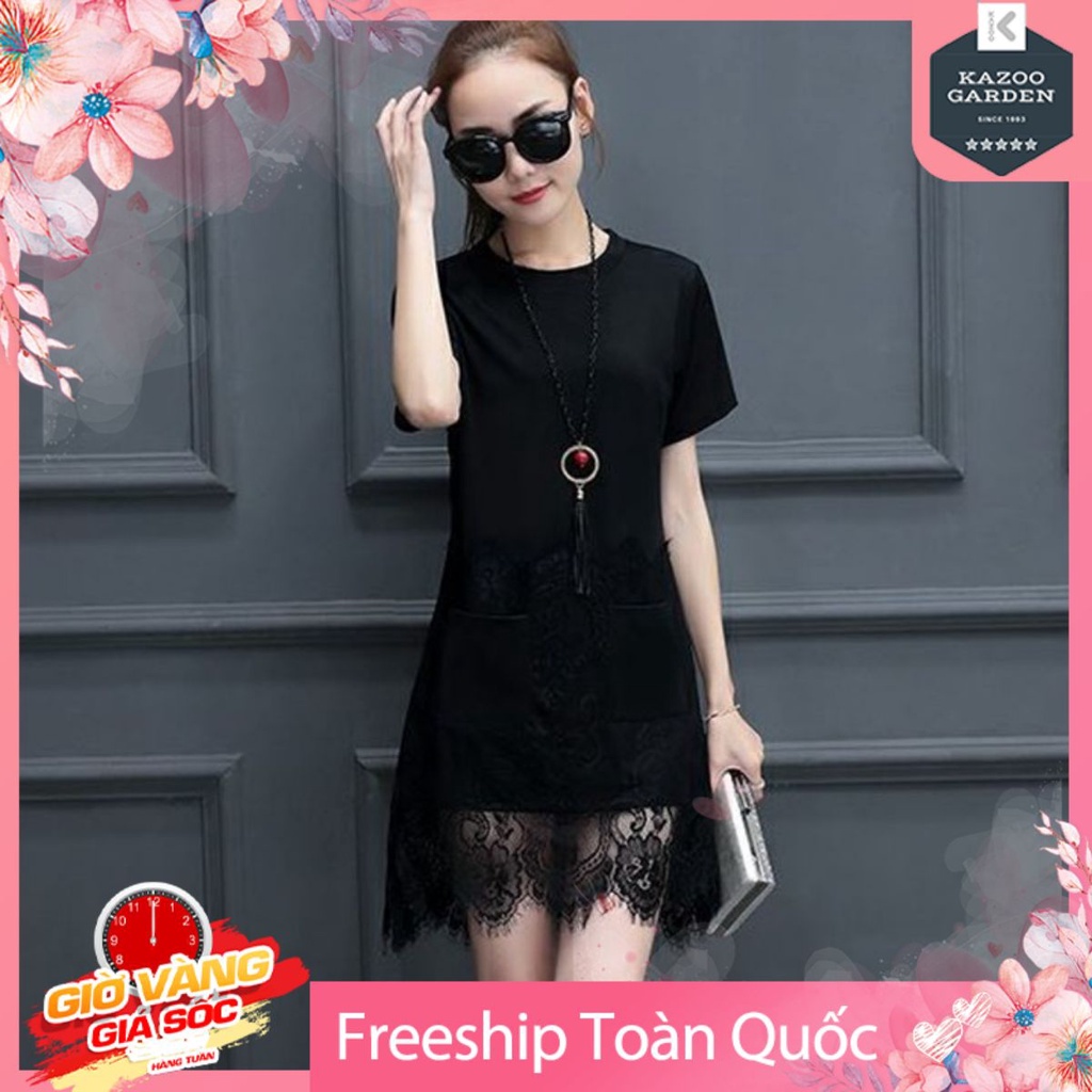 Váy Nữ - Đầm Nữ - Váy Xuông Phối Ren Dáng Chữ A